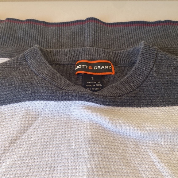 Mott & Grand Men’s Sweater Small Grey/White - Picture 3 of 7